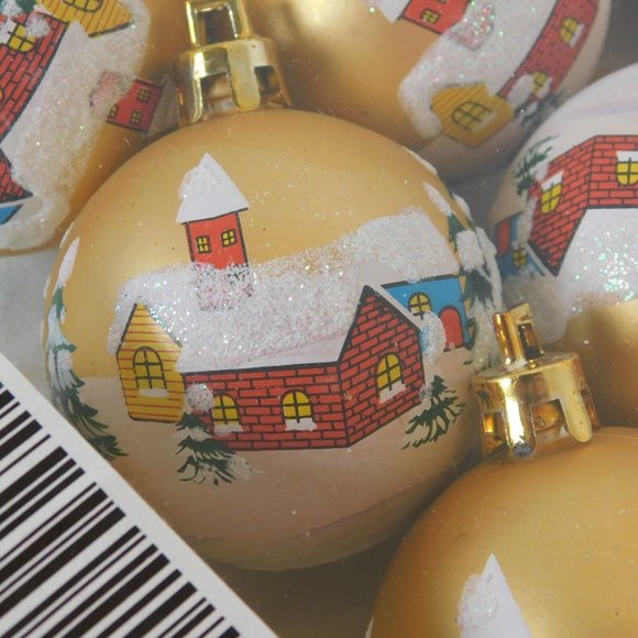 Christmas Ornaments Gold Ball Painted Tree Church Winter 17 Tree Shaped Package - Picture 4 of 8